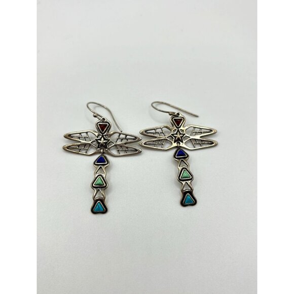 Cody Sanderson For Relios 925 Sterling Silver Gemstone Dragonfly Earrings - Picture 4 of 7